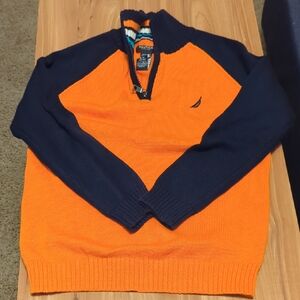 Nautica Kids Sweater in Bright Orange and Deep Navy